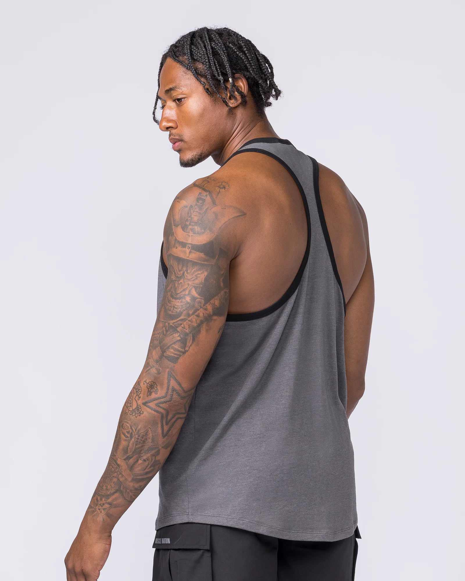 Striker Y Back Singlet - Mid Grey Marl - Image 3
