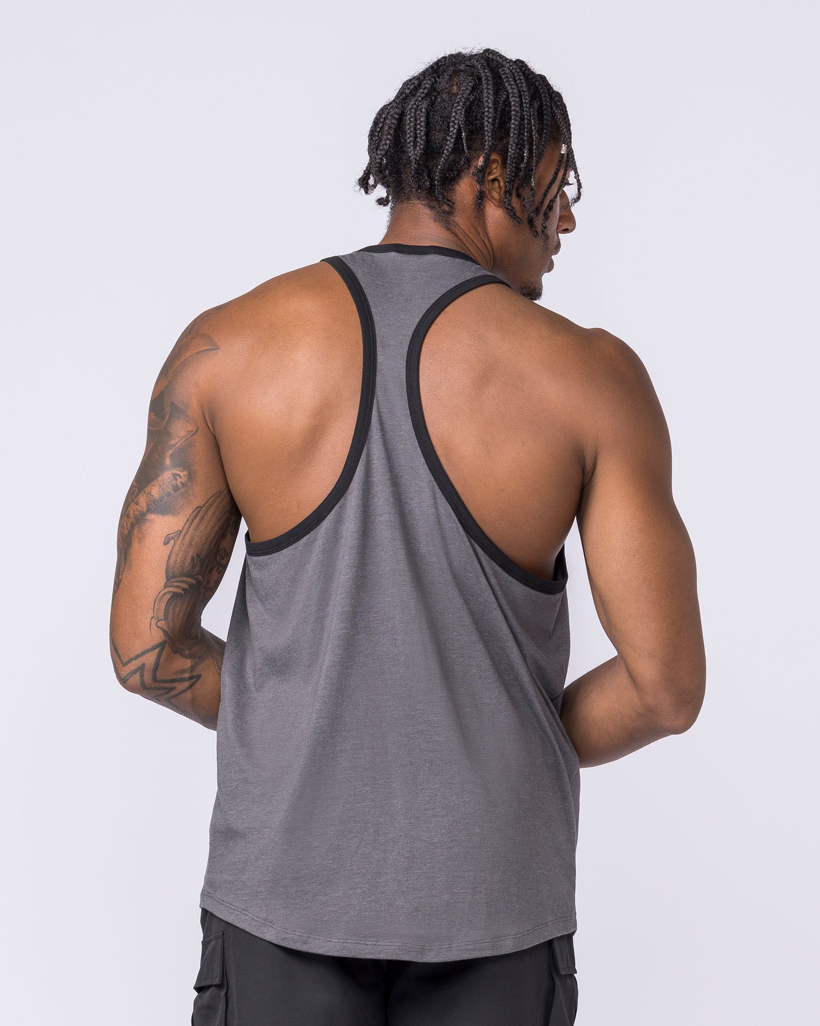 Striker Y Back Singlet - Mid Grey Marl - Image 5