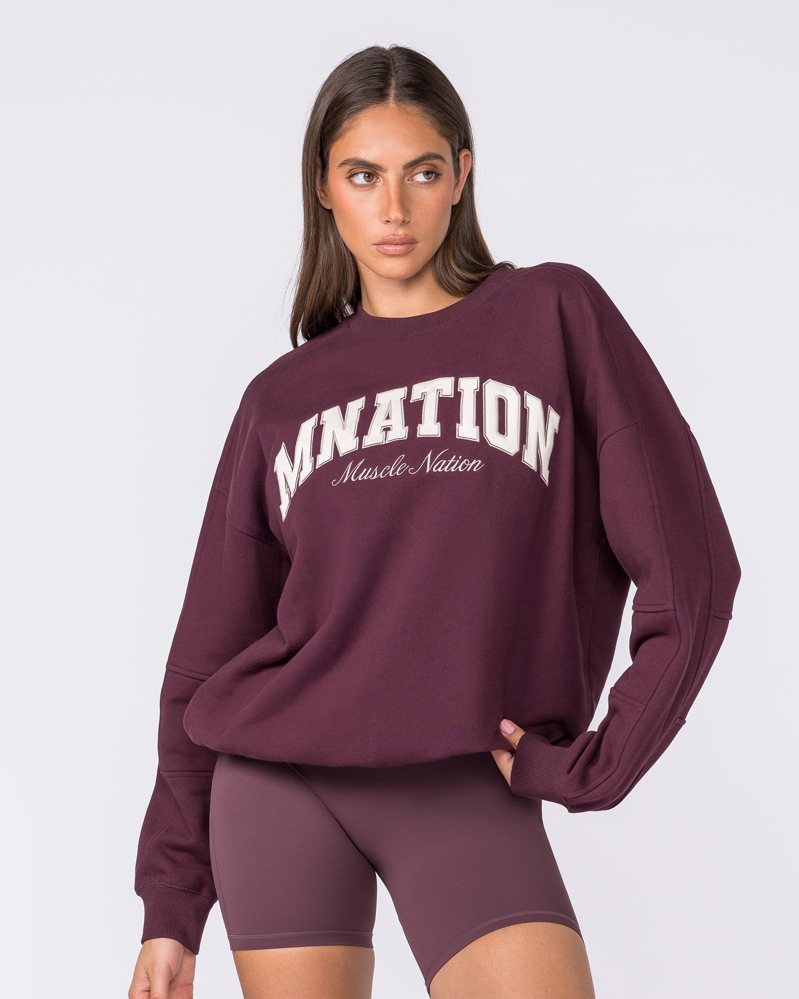 Studio Boxy Pullover - Dark Cherry - Image 3