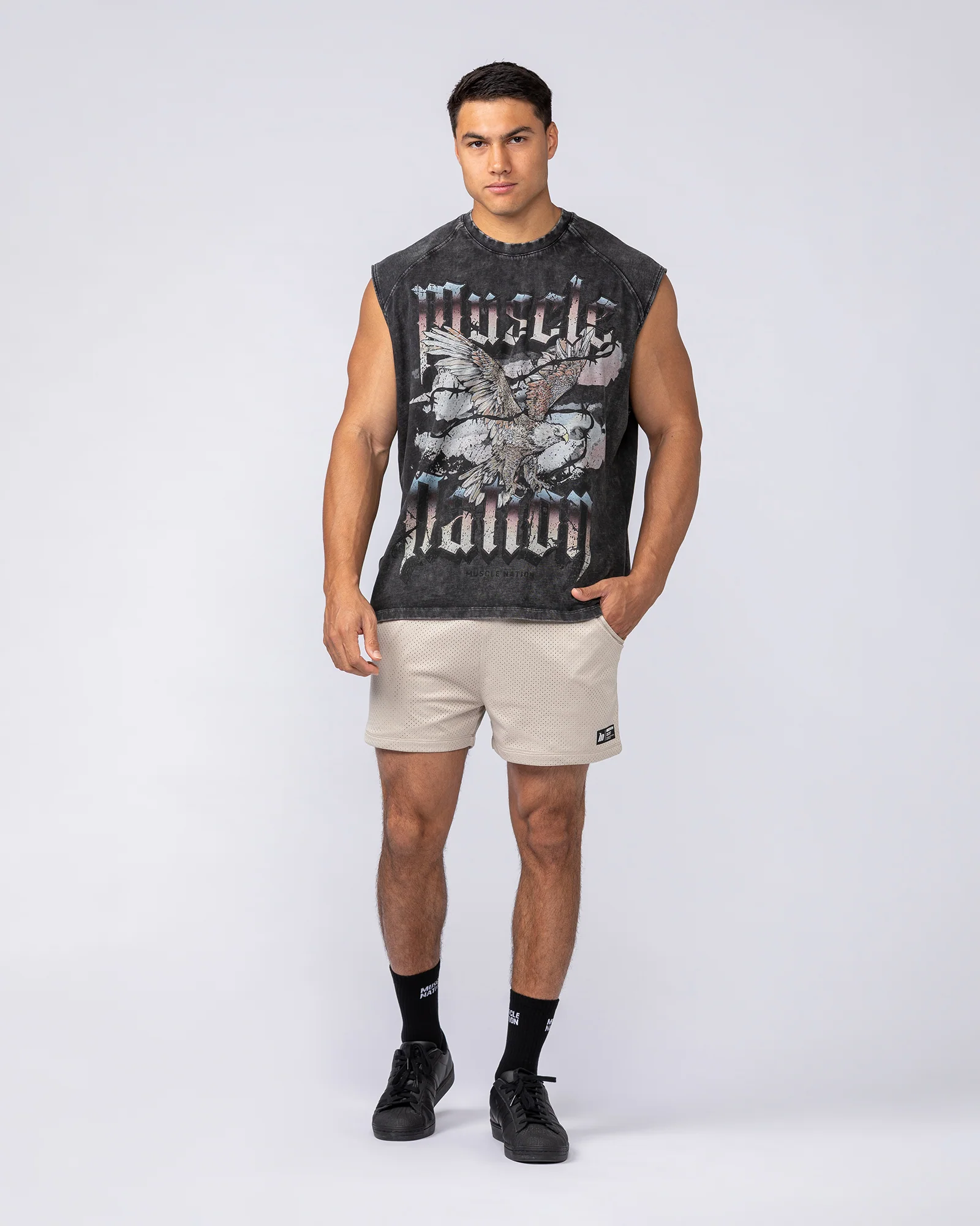 Take Flight Vintage Boxy Muscle Tank - Washed Black - Image 6