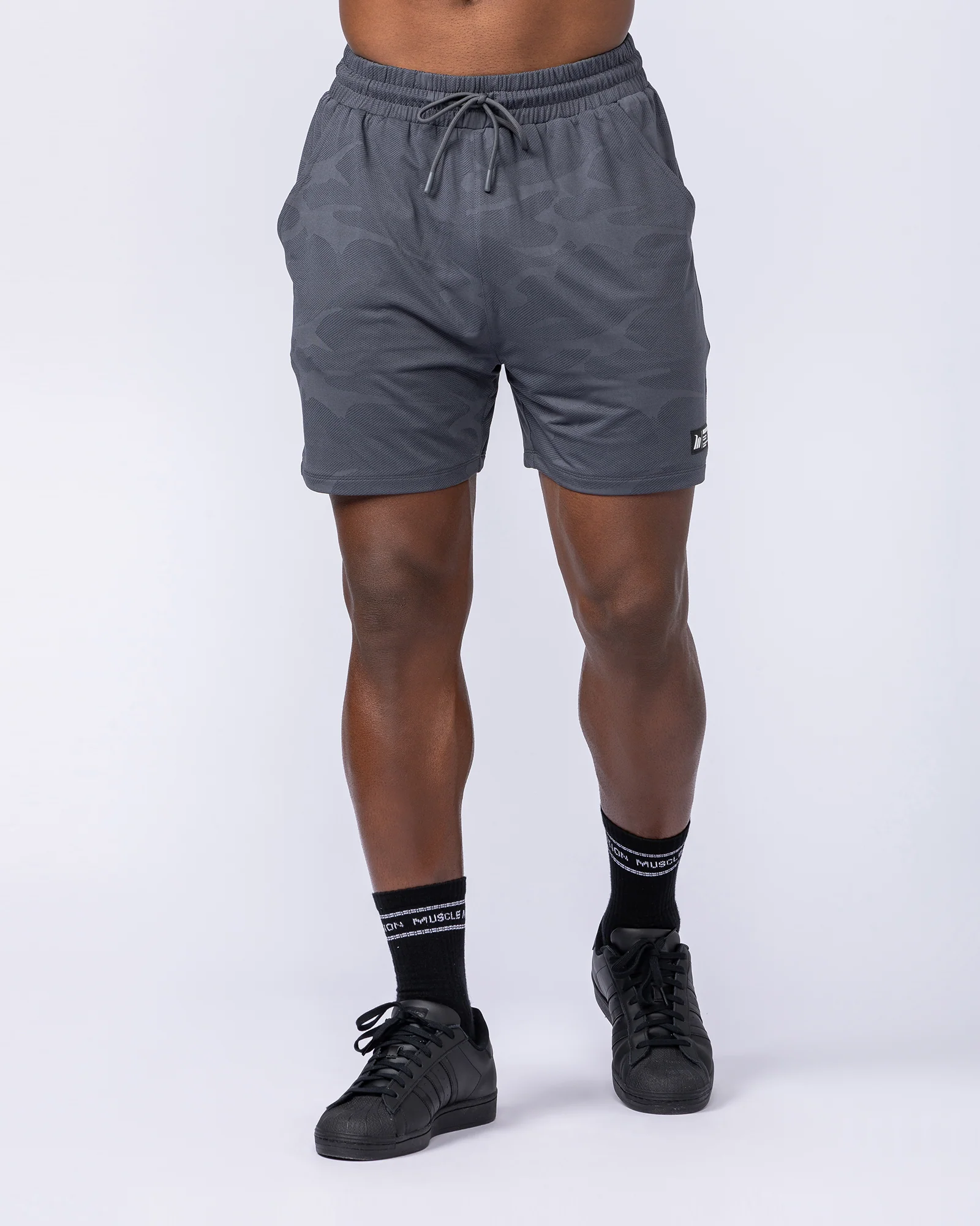 Tech Camo Lay Up 5" Shorts - Dark Grey Camo - Image 2