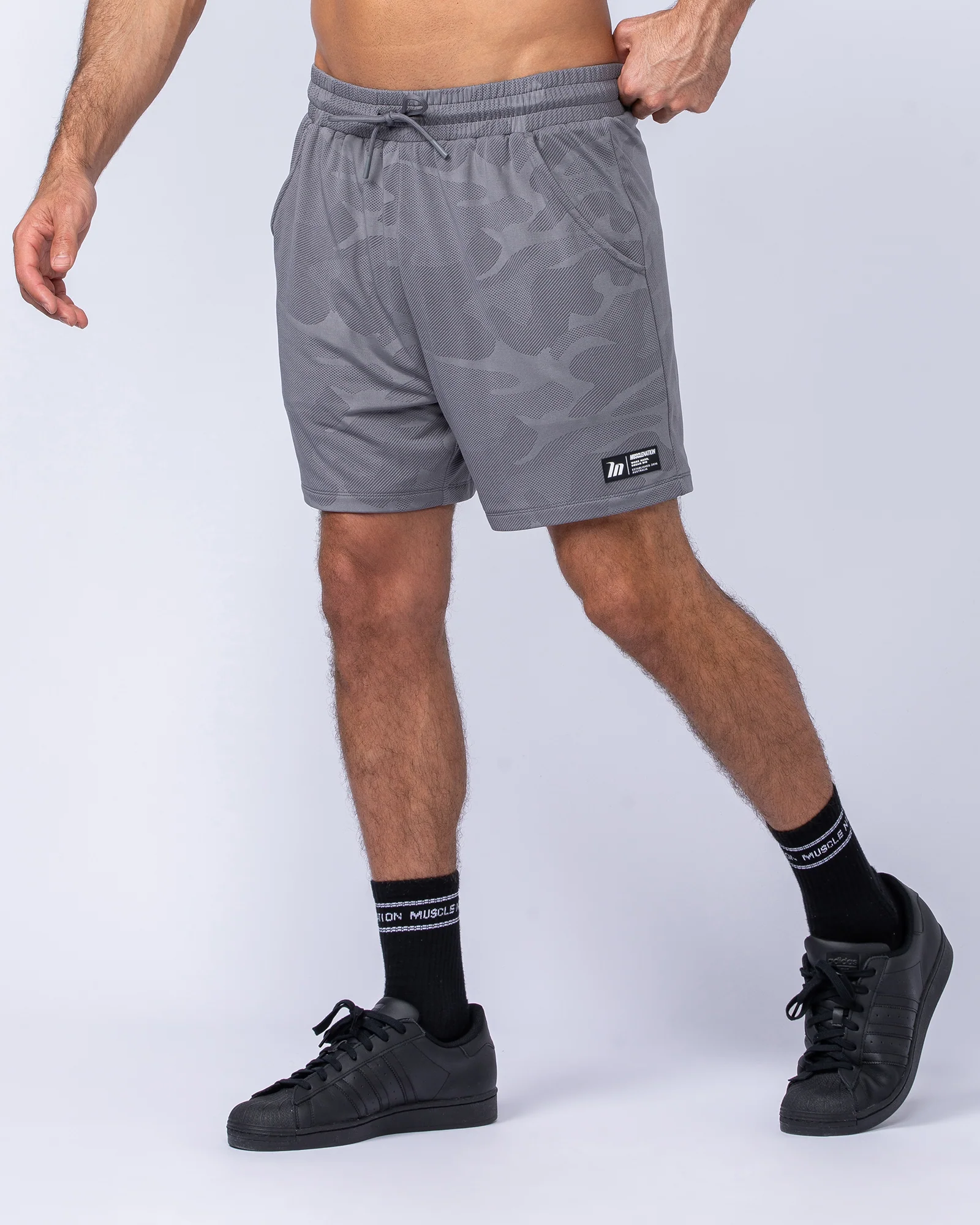 Tech Camo Lay Up 5" Shorts - Light Grey Camo - Image 2