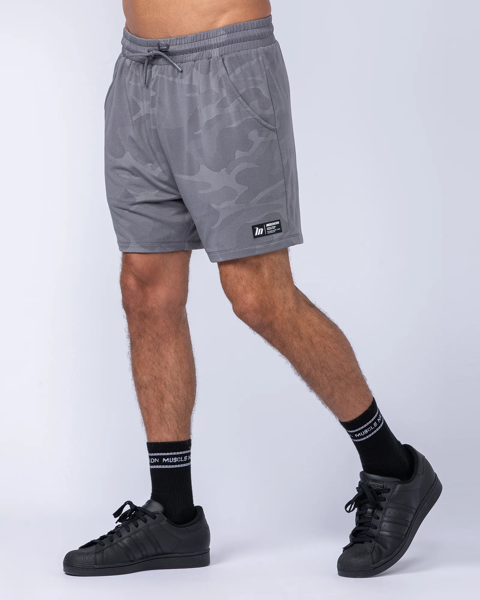 Tech Camo Lay Up 5" Shorts - Light Grey Camo - Image 4