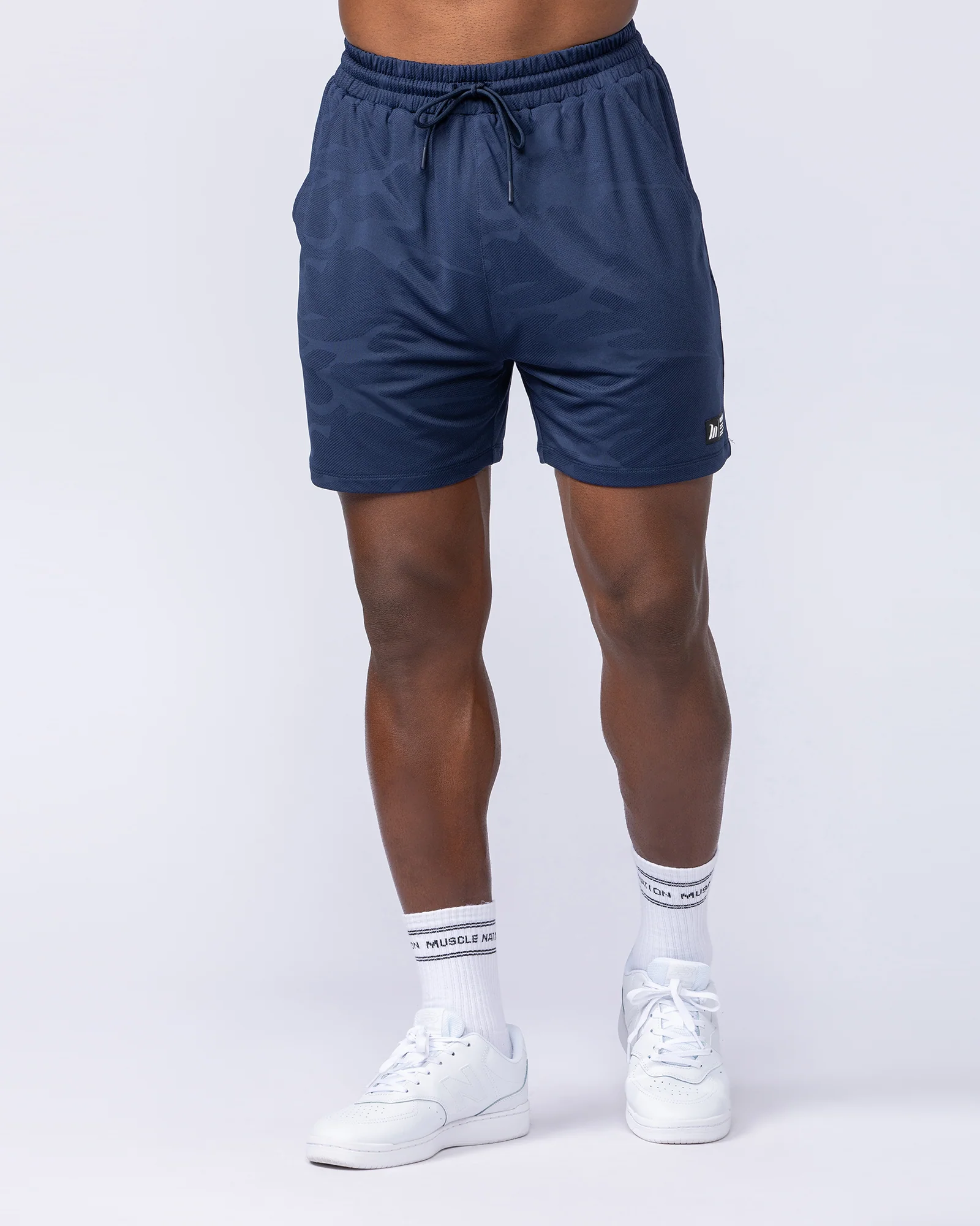 Tech Camo Lay Up 5" Shorts - Navy Camo - Image 2
