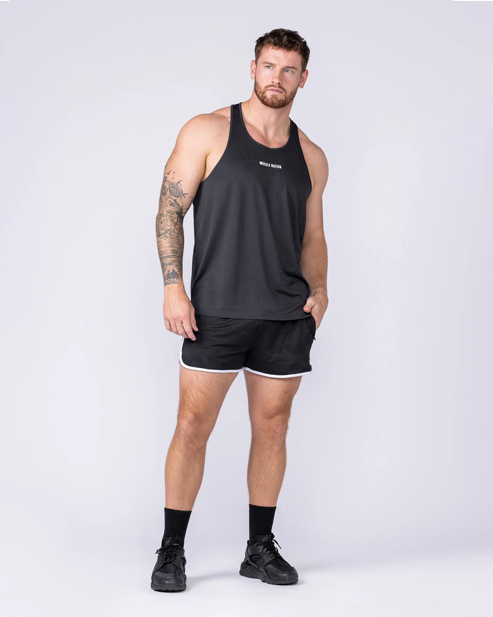 Tech Camo Retro Shorts - Black Camo - Image 7