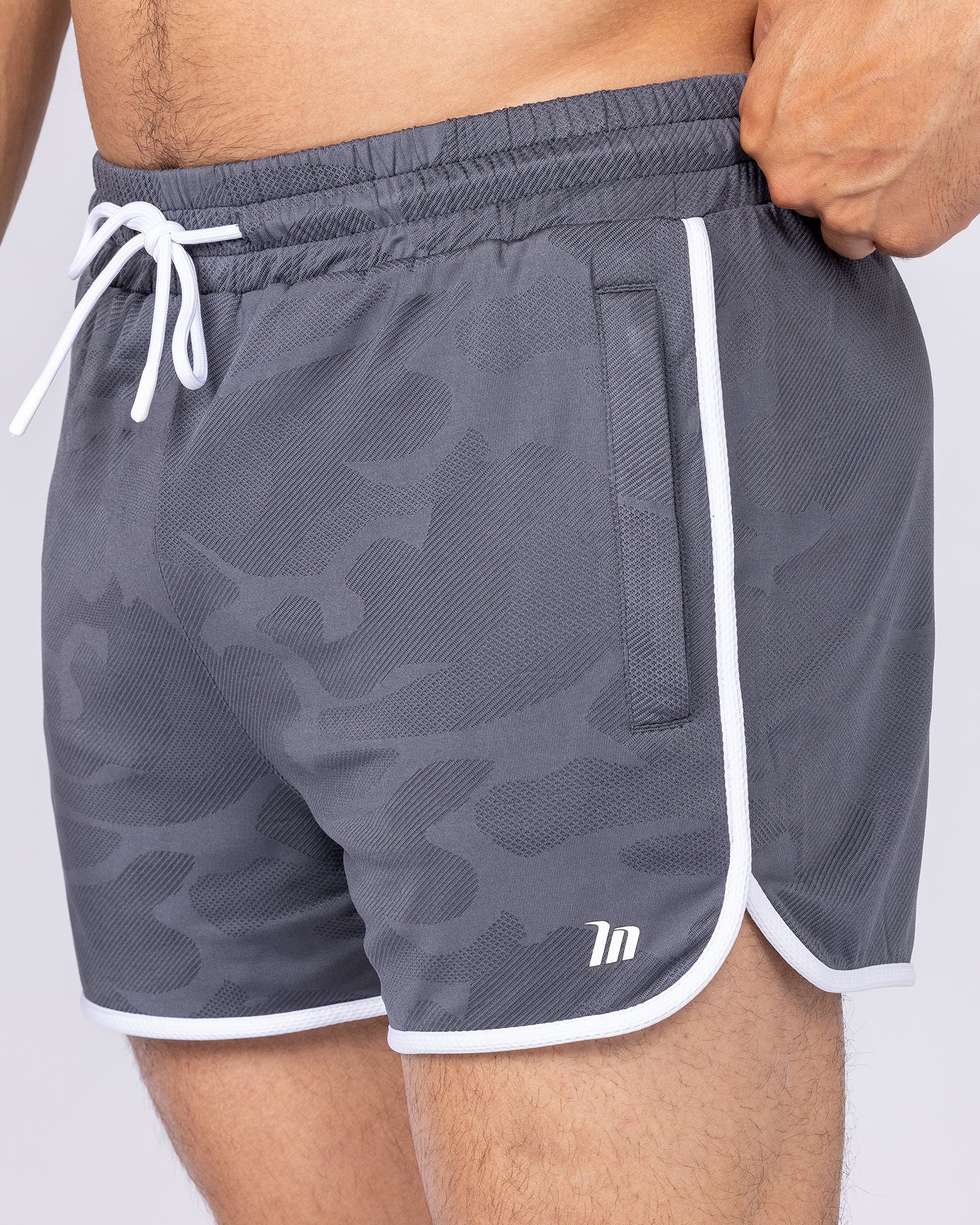 Tech Camo Retro Shorts - Dark Grey Camo - Image 4