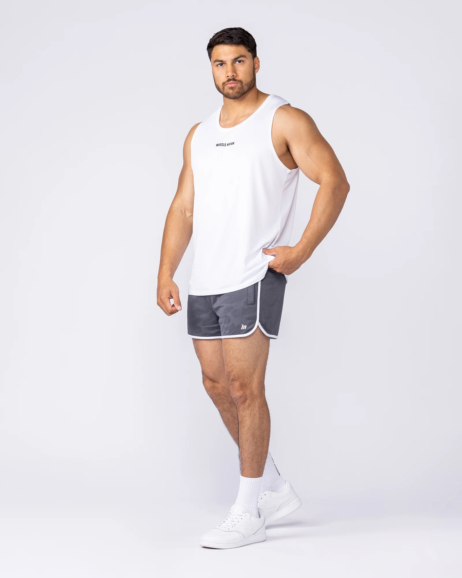 Tech Camo Retro Shorts - Dark Grey Camo - Image 6