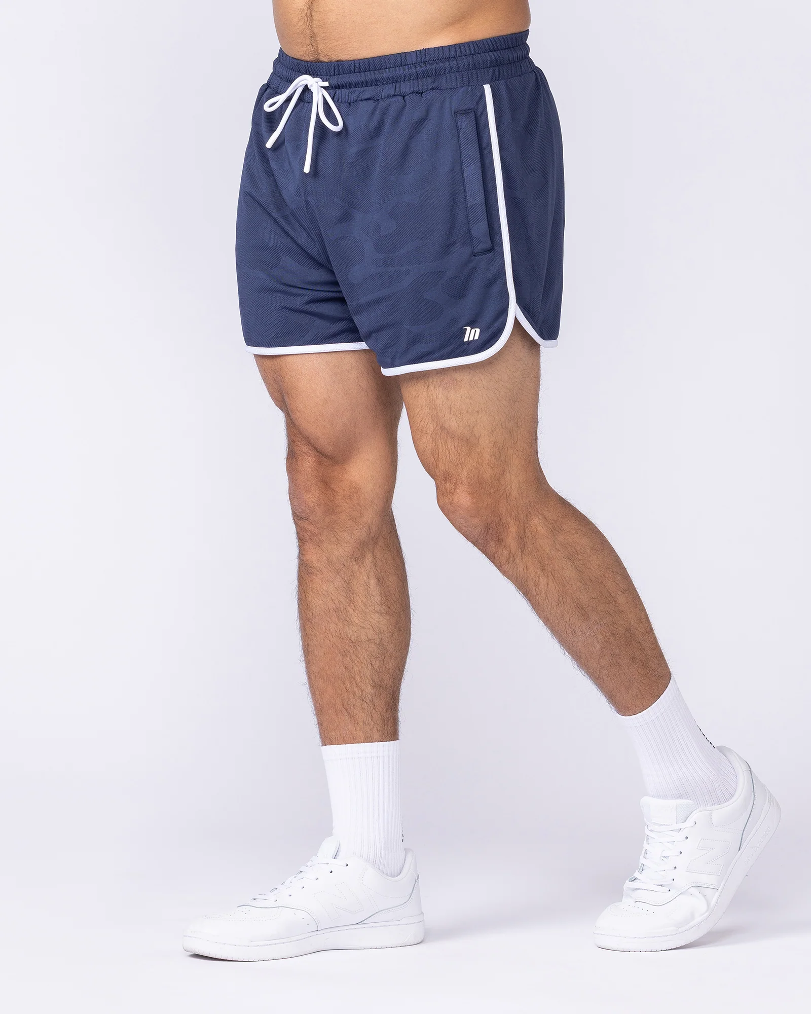 Tech Camo Retro Shorts - Navy Camo - Image 4