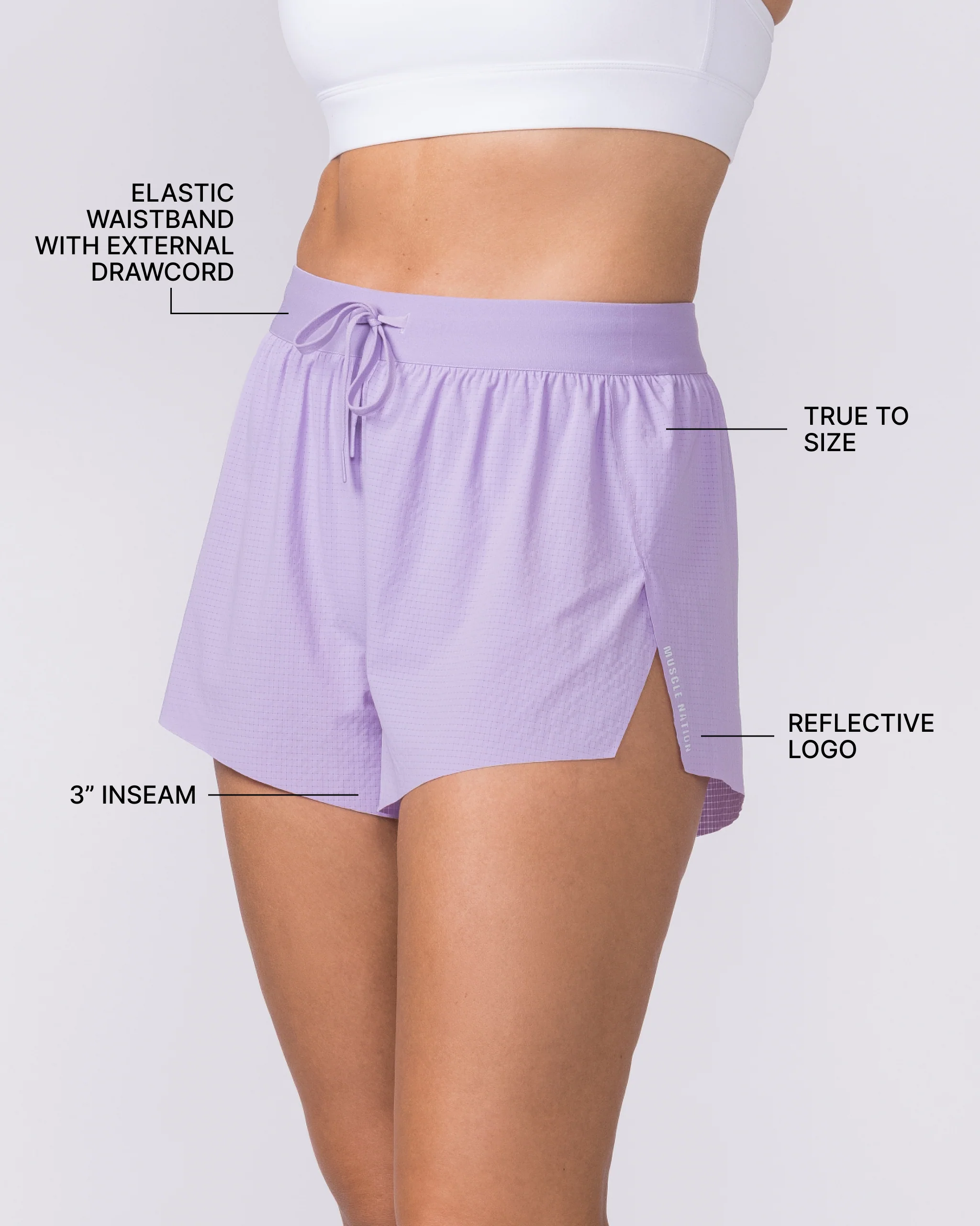 Tempo 3" Run Shorts - Lavender - Image 3