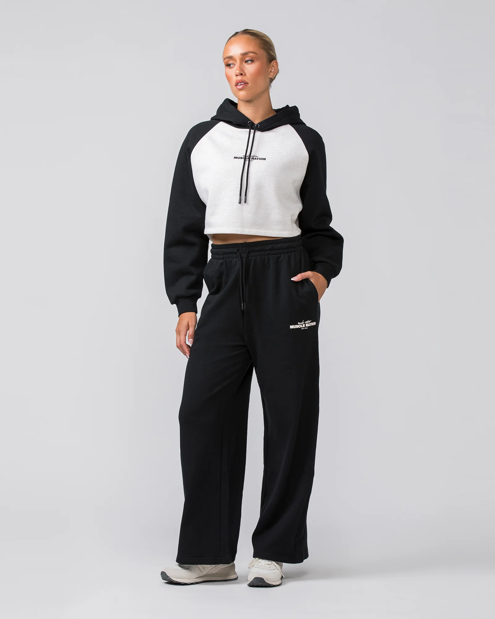 Timeless Cropped Hoodie - Black / Dew Marl - Image 6