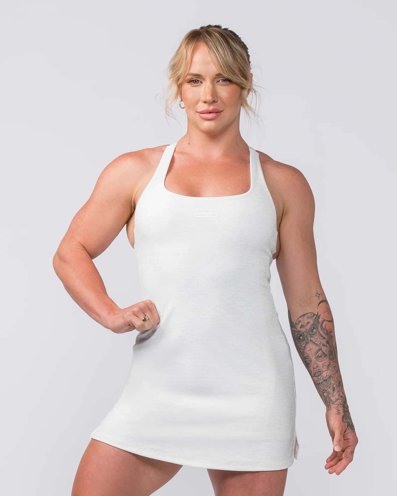 MN x Em King Aura Dress - White Grey Marl - Image 3