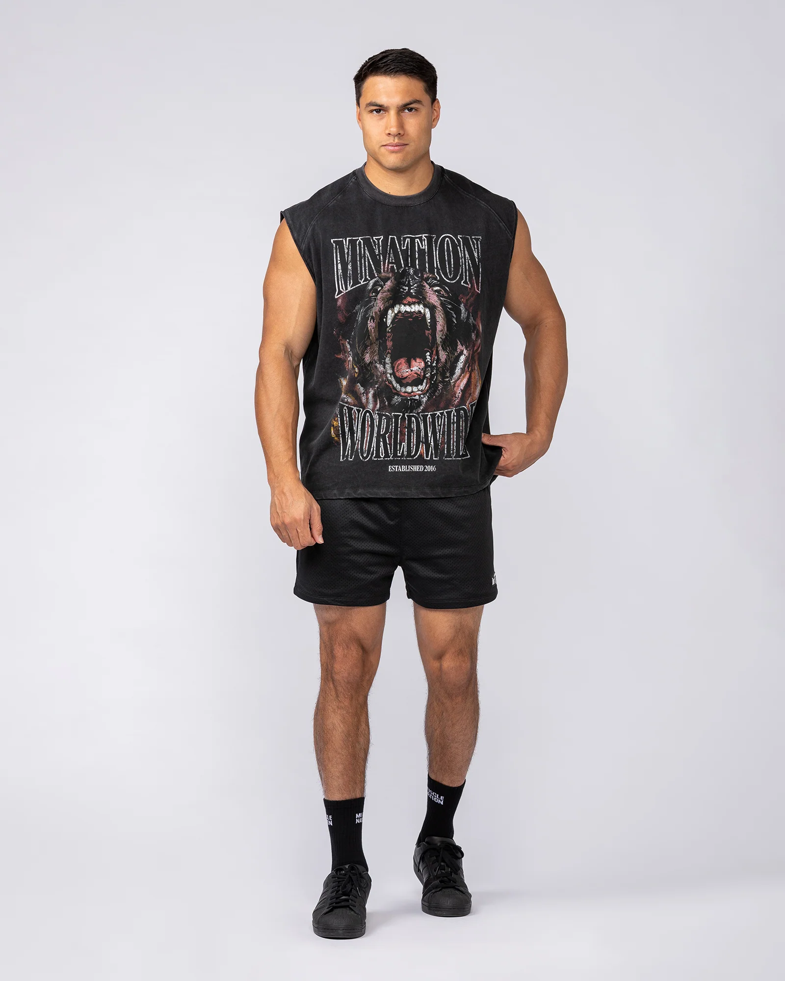 Unleashed Oversized Vintage Boxy Muscle Tank - Washed Black - Image 5