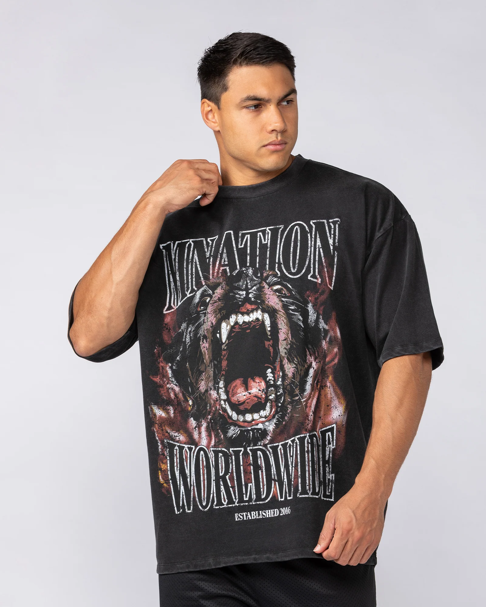 Unleashed Oversized Vintage Tee - Washed Black - Image 3