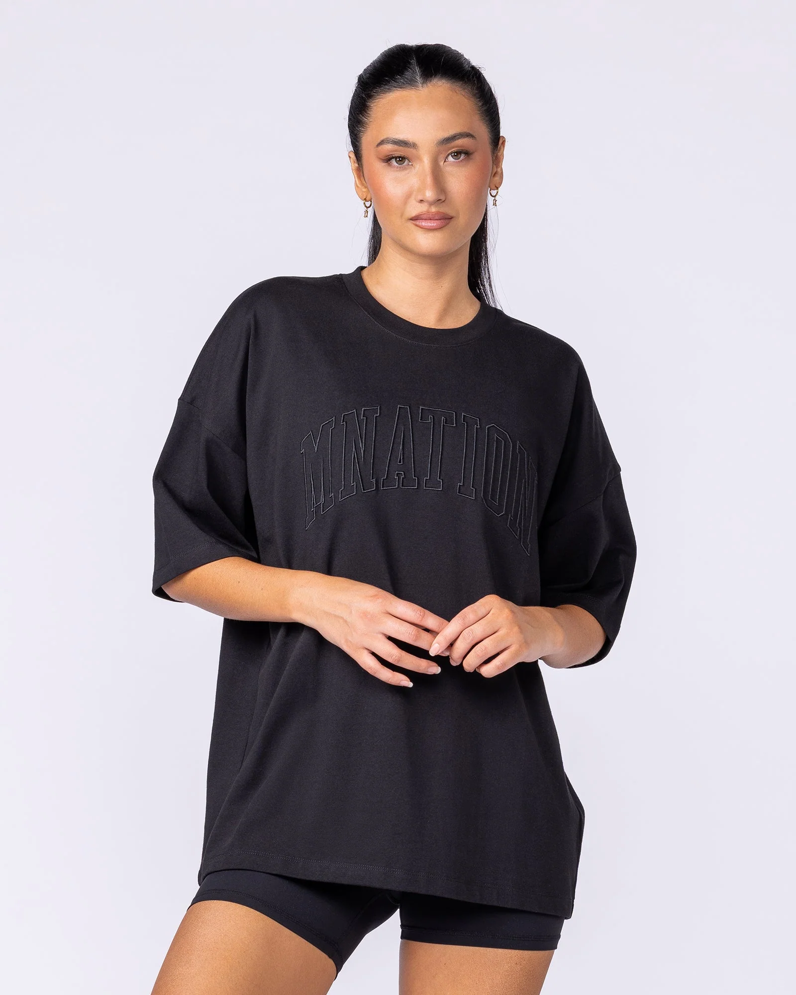 Varsity Oversized Boxy Tee - Black - Image 7