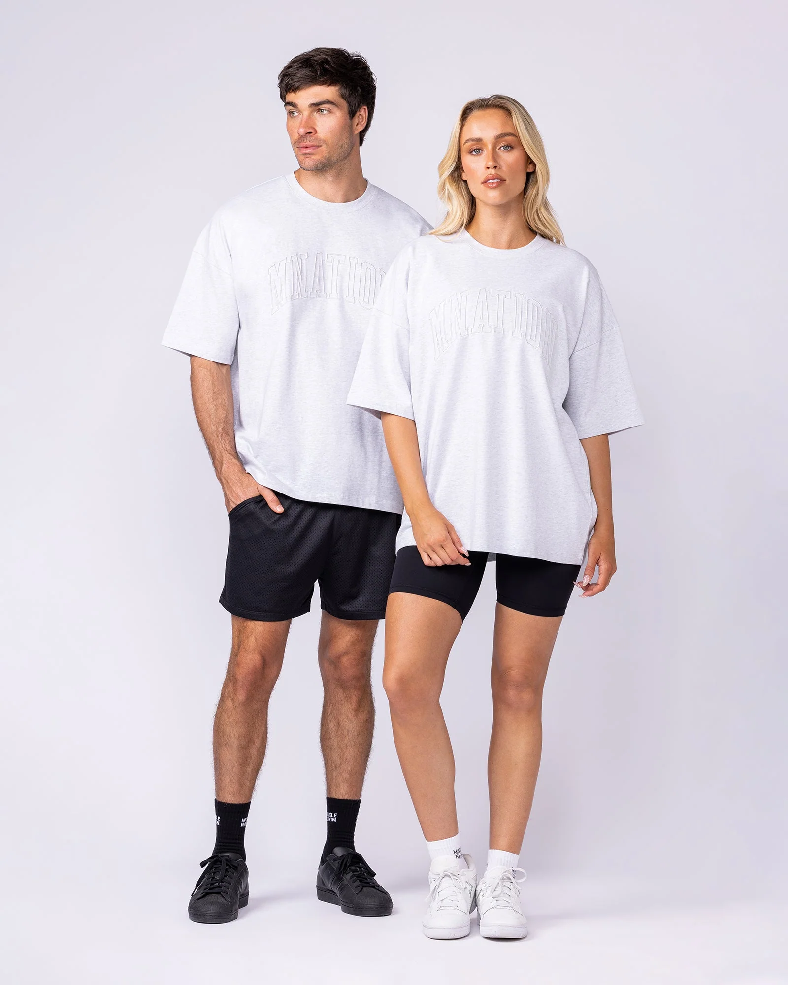 Varsity Oversized Boxy Tee - Snow Grey Marl - Image 5