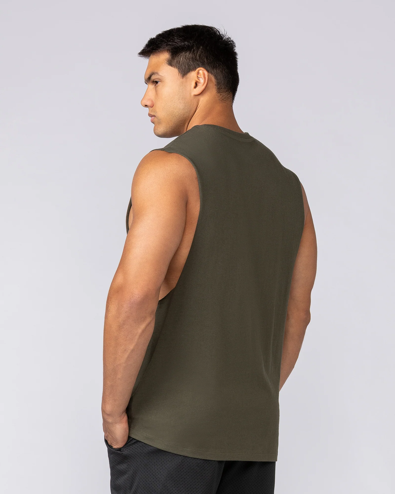 Varsity Training Drop Arm Tank - Dark Khaki - Image 4