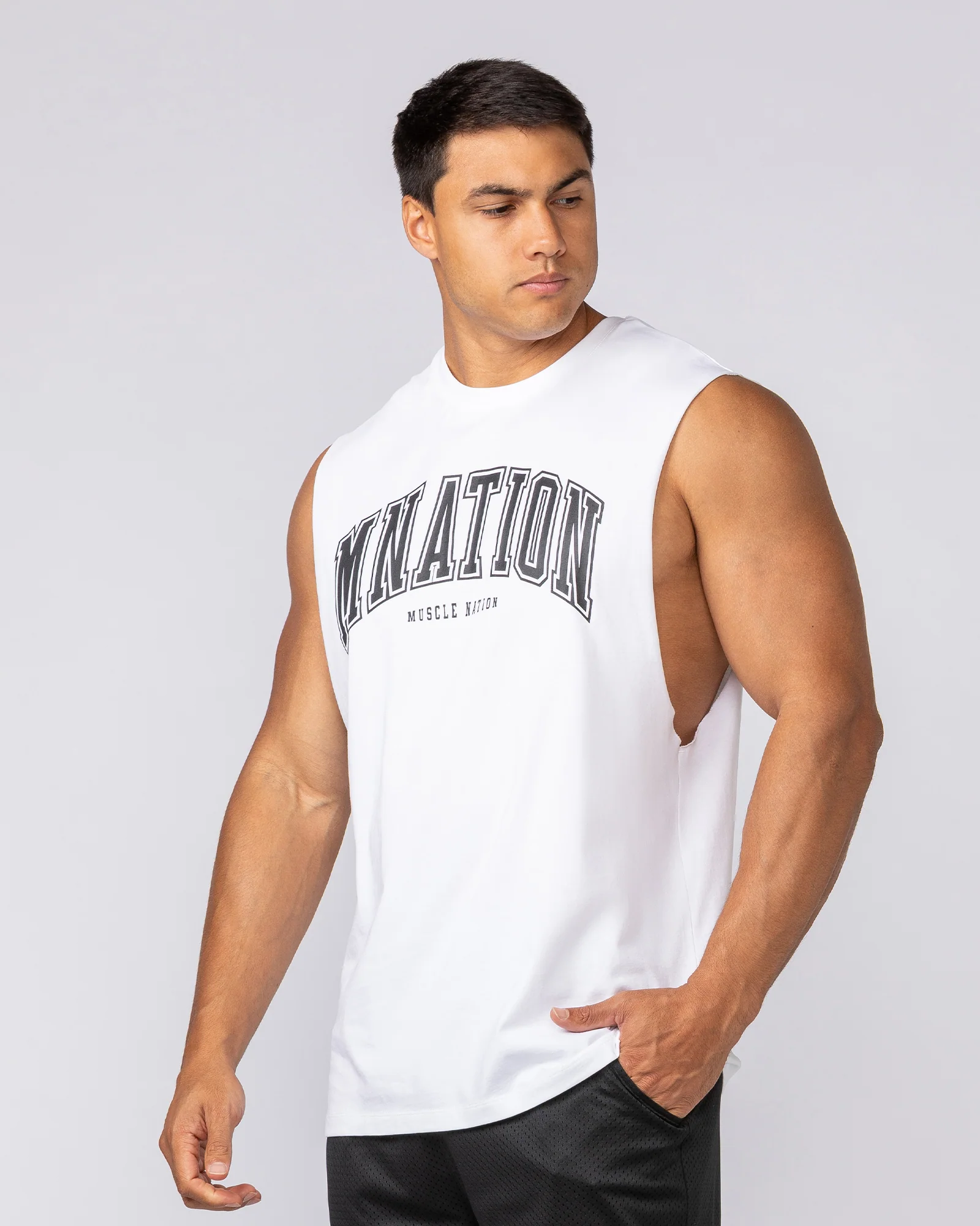 Varsity Training Drop Arm Tank - White - Image 3