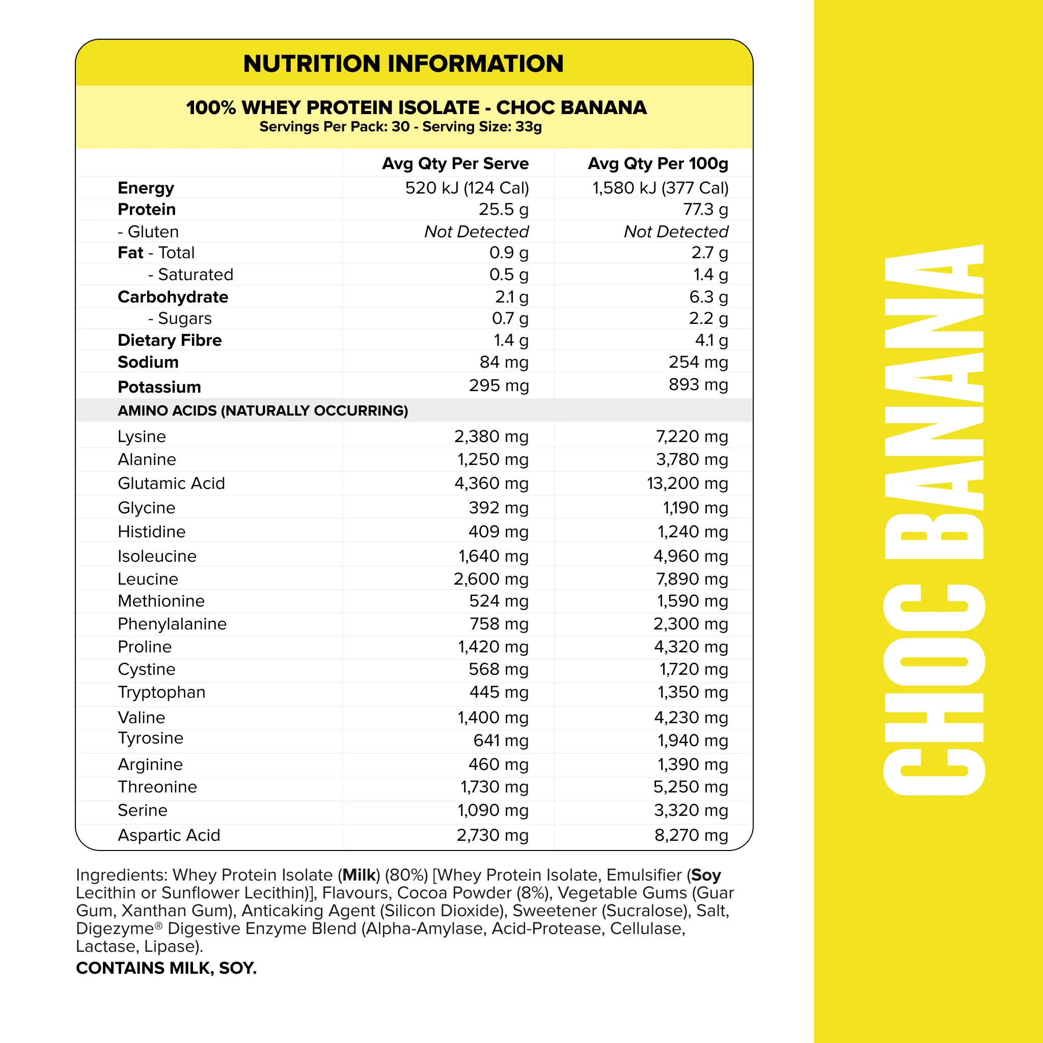 WHEY Protein Isolate - Choc Banana - 30 serves - Image 3