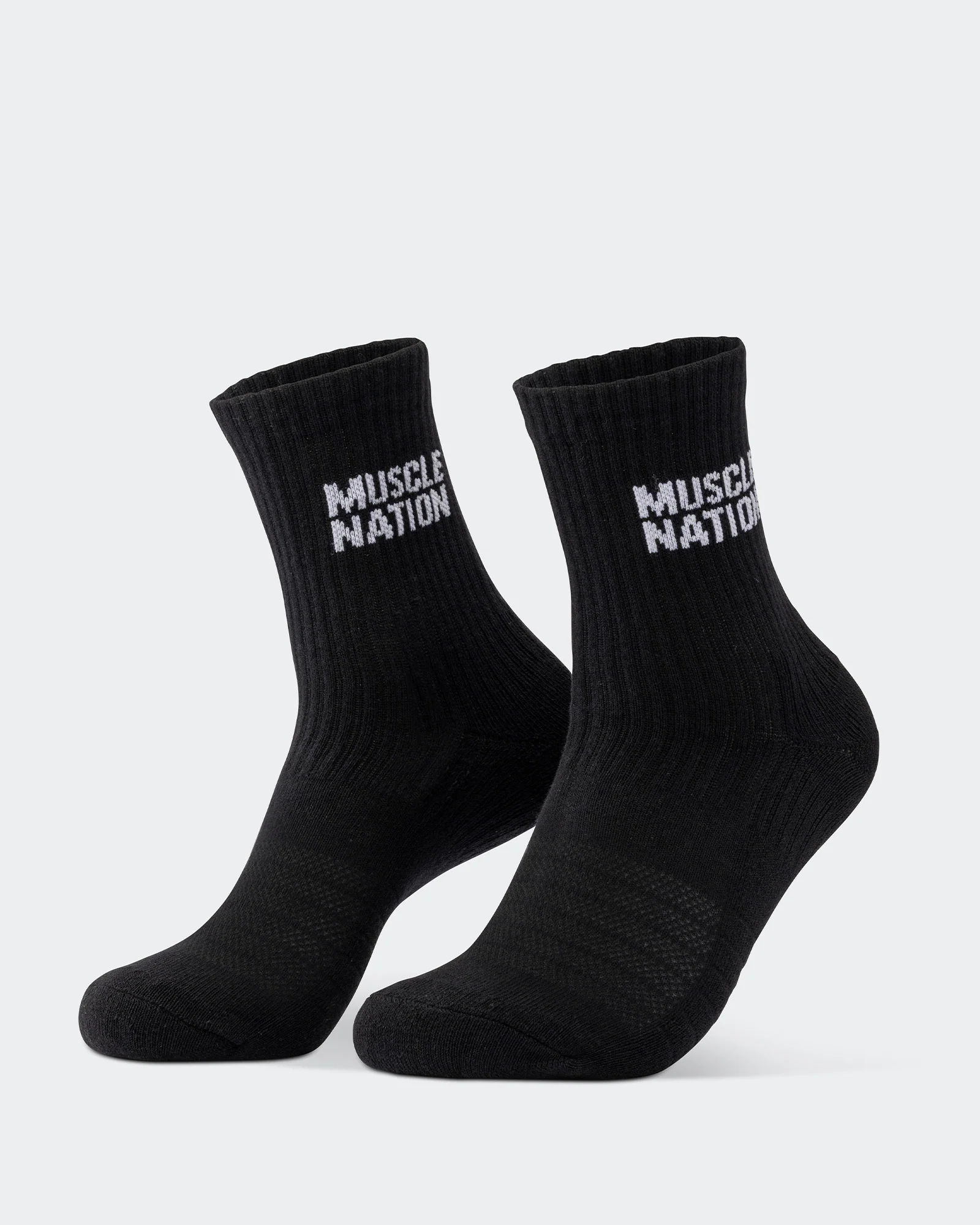 Womens Essential Crew Socks (2x Pack) - Black - Image 5