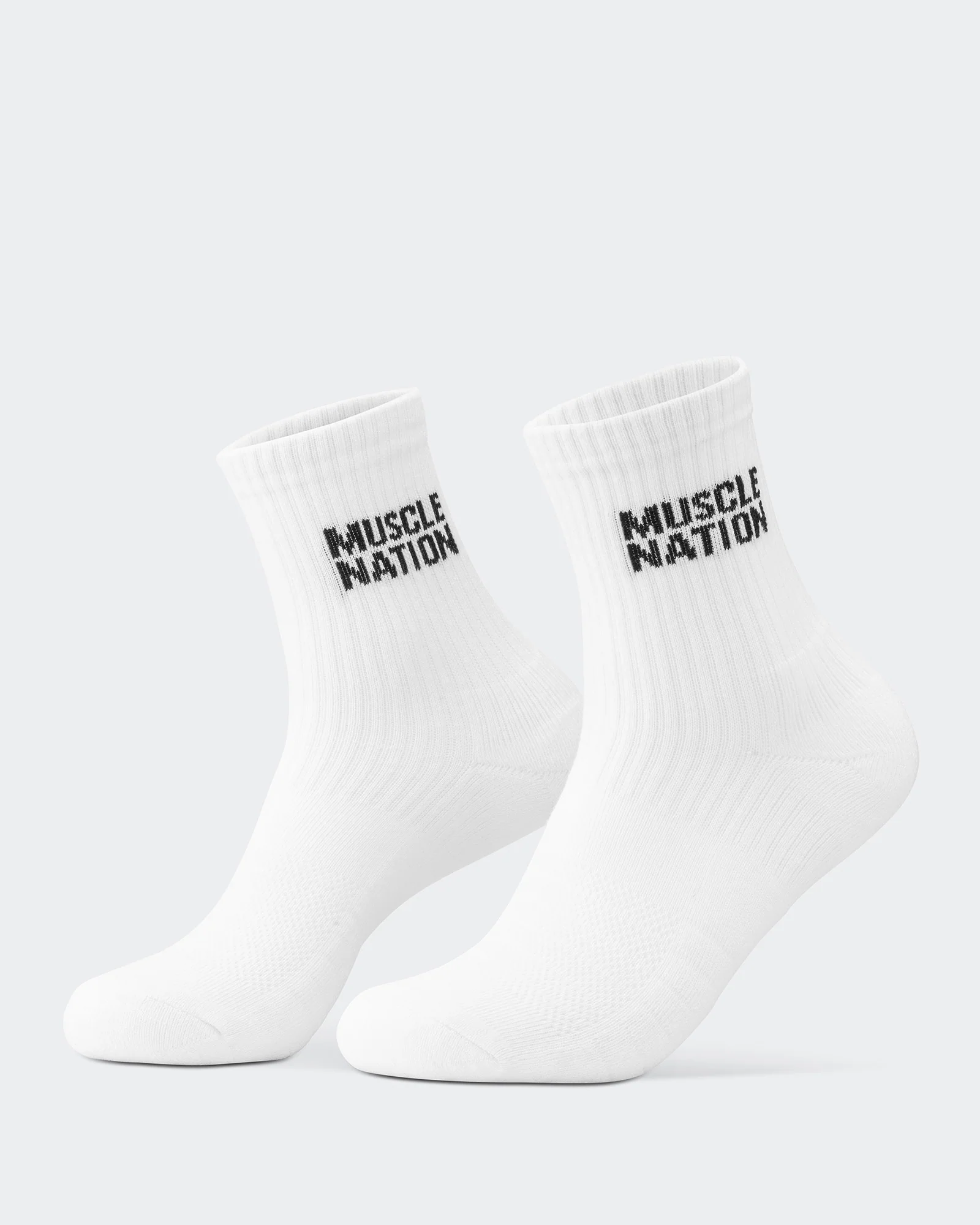 Womens Essential Crew Socks (2x Pack) - White - Image 4