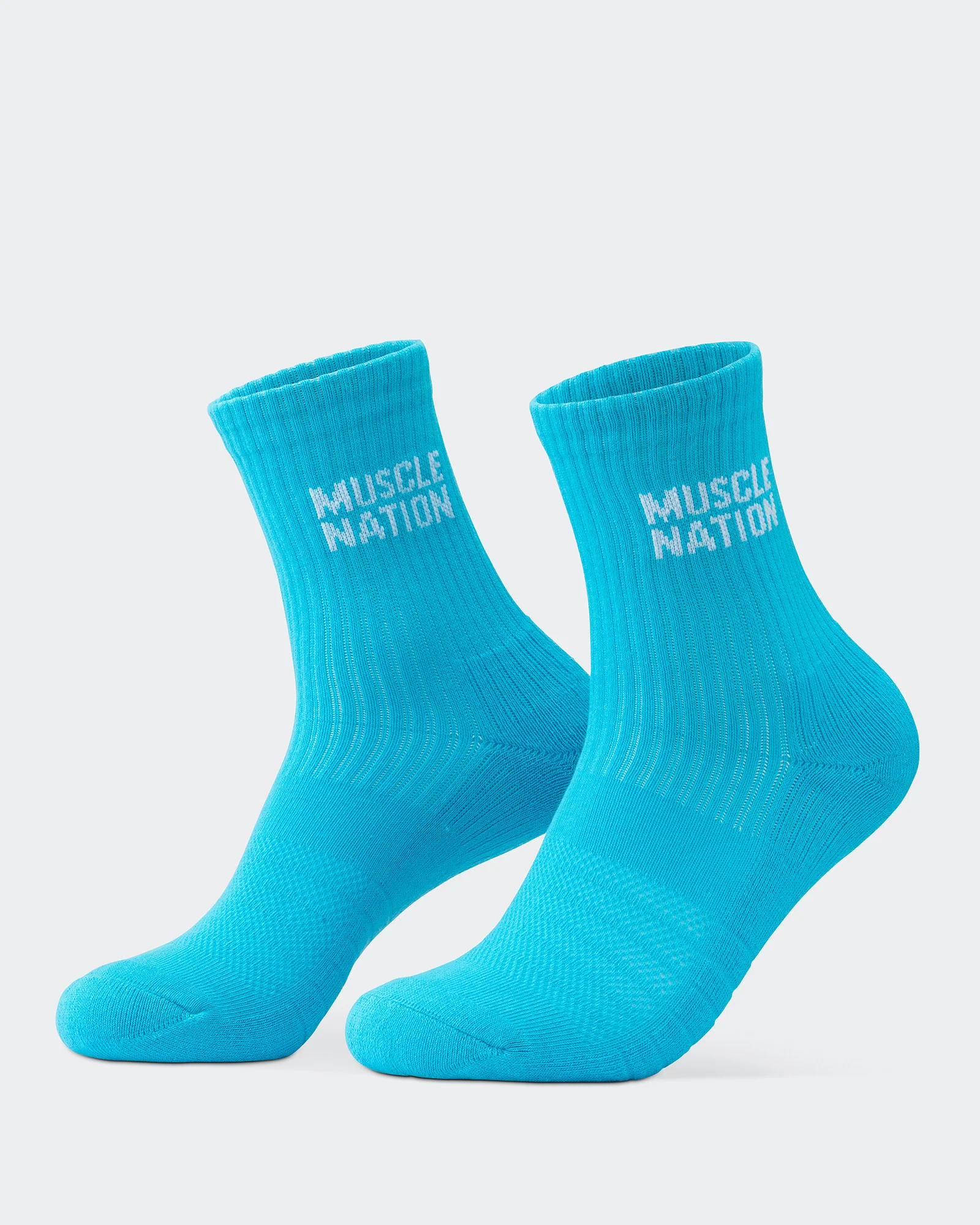 Womens Essential Crew Socks (3x Pack) - Navy / Hawaiian Blue / Off White - Image 9