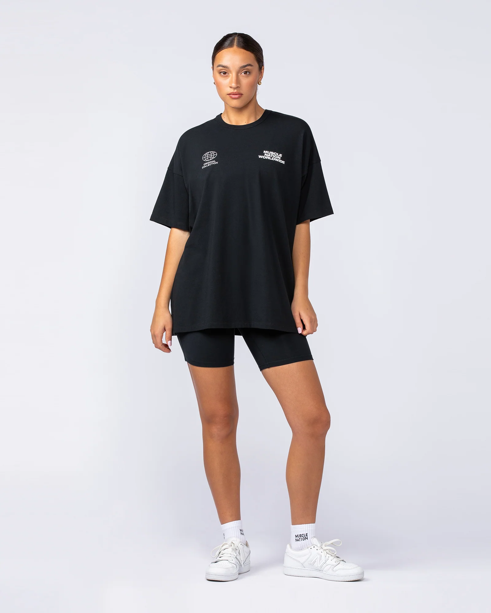 Womens Global Oversized Tee - Black - Image 5