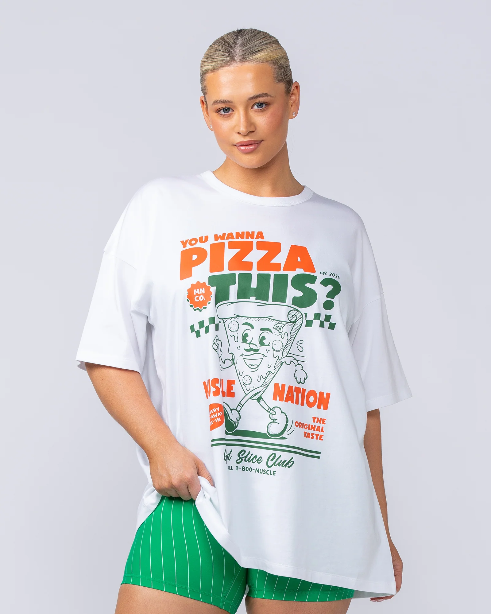 Womens Pizza This Oversized Tee - White - Image 3