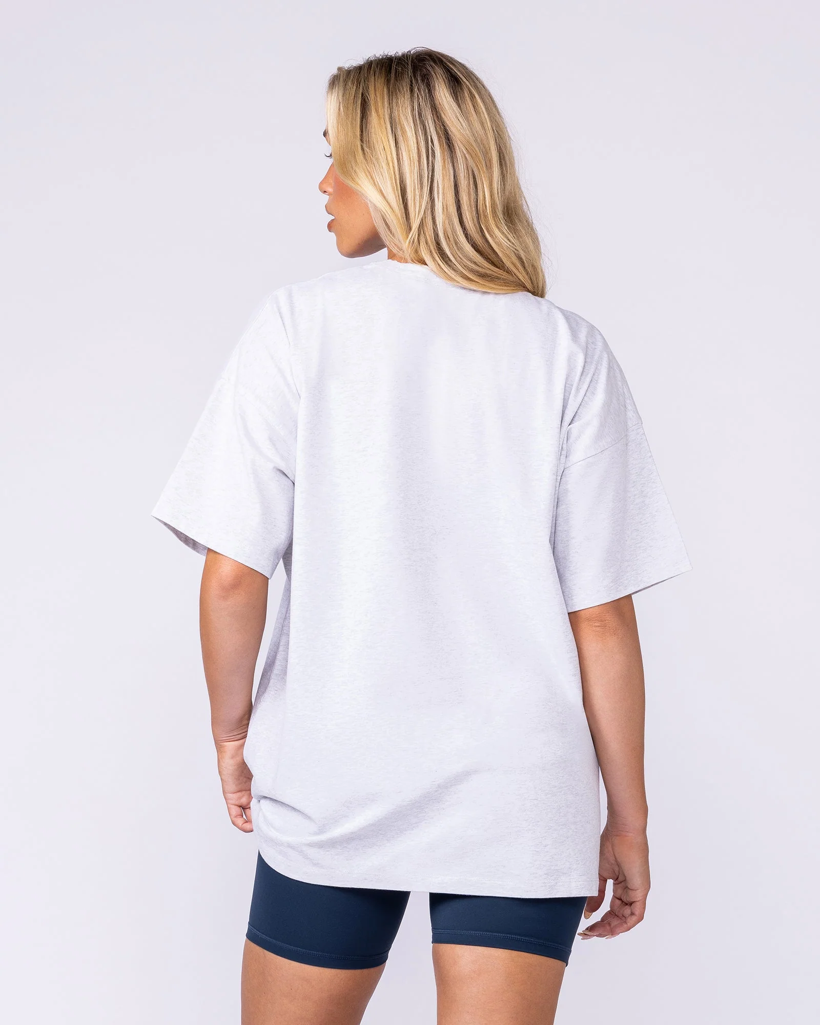 Womens Running Club Oversized Tee - Snow Grey Marl - Image 5