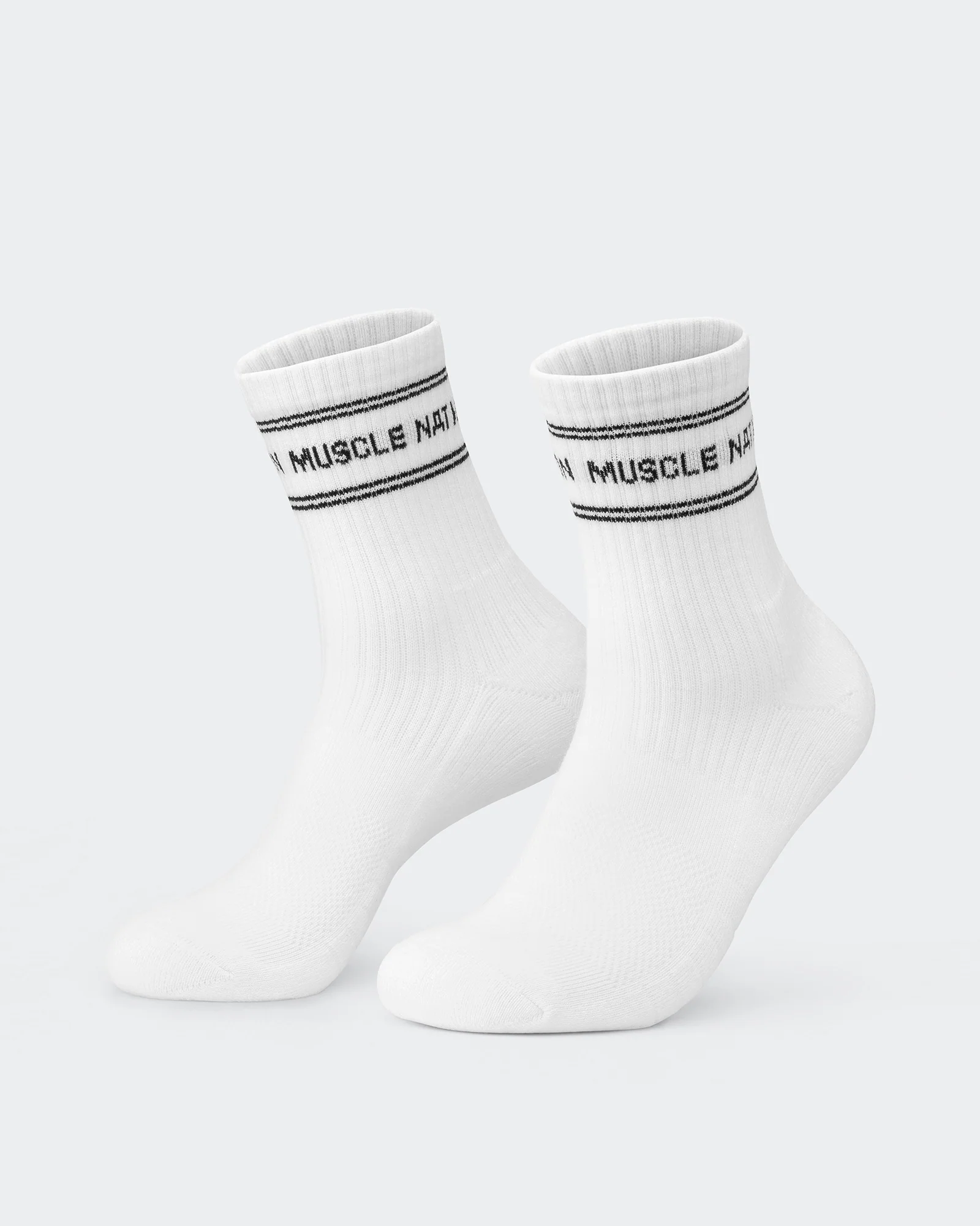 Womens Stripe Crew Sock (2x Pack) - White - Image 2