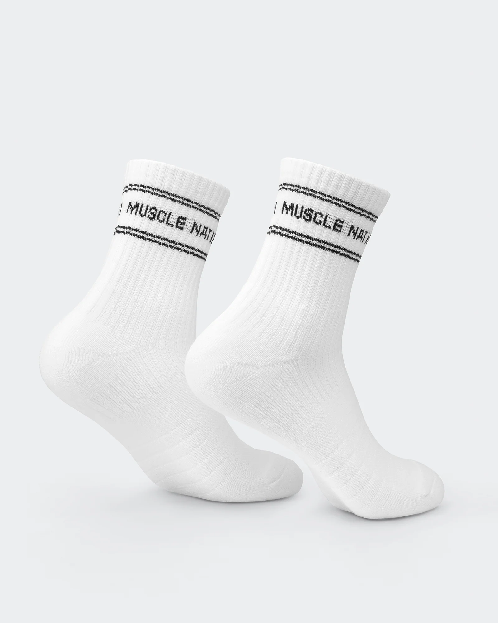 Womens Stripe Crew Sock (2x Pack) - White - Image 4