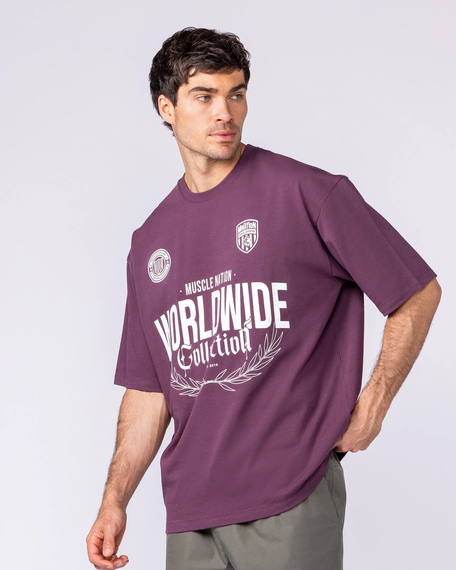 Worldwide Collection Oversized Tee - Cranberry - Image 3