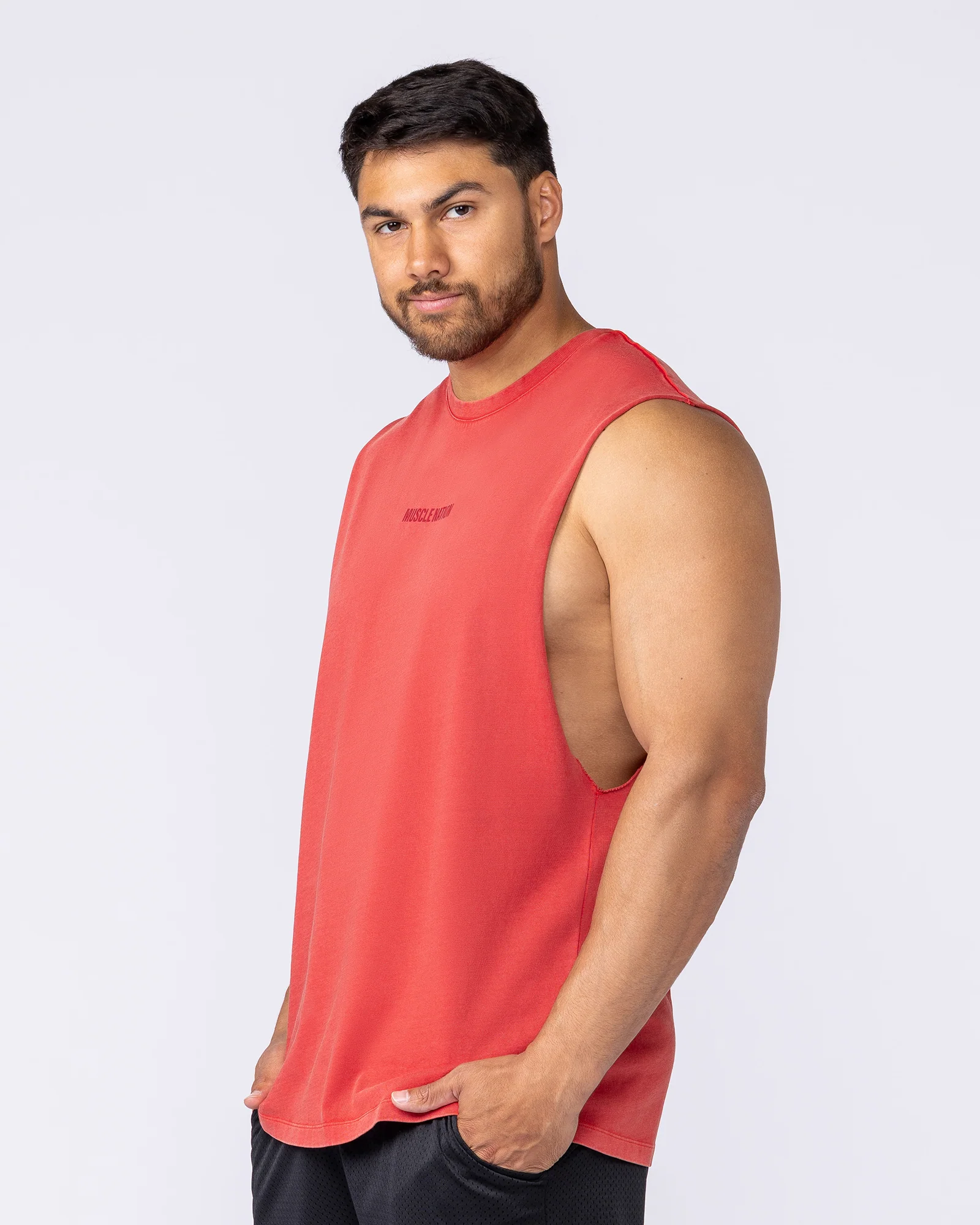 Vintage Training Drop Arm Tank - Washed Red - Image 3