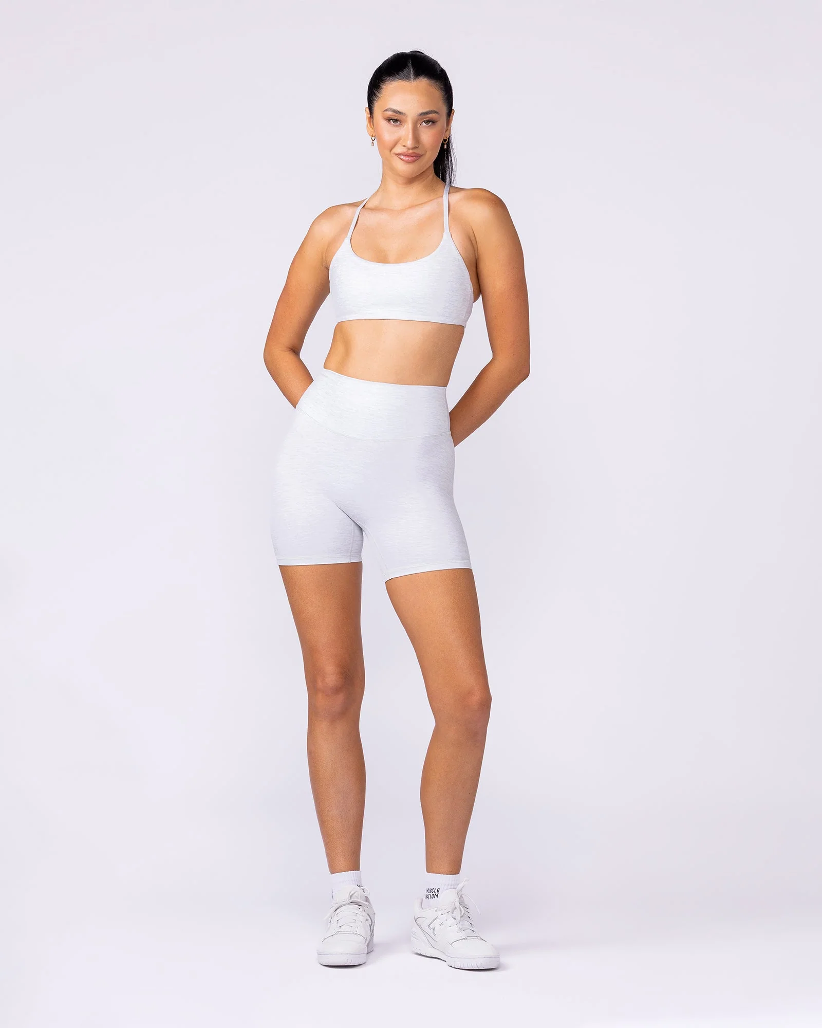 Zero Rise Everyday Midway Shorts - White Grey Marl - Image 5