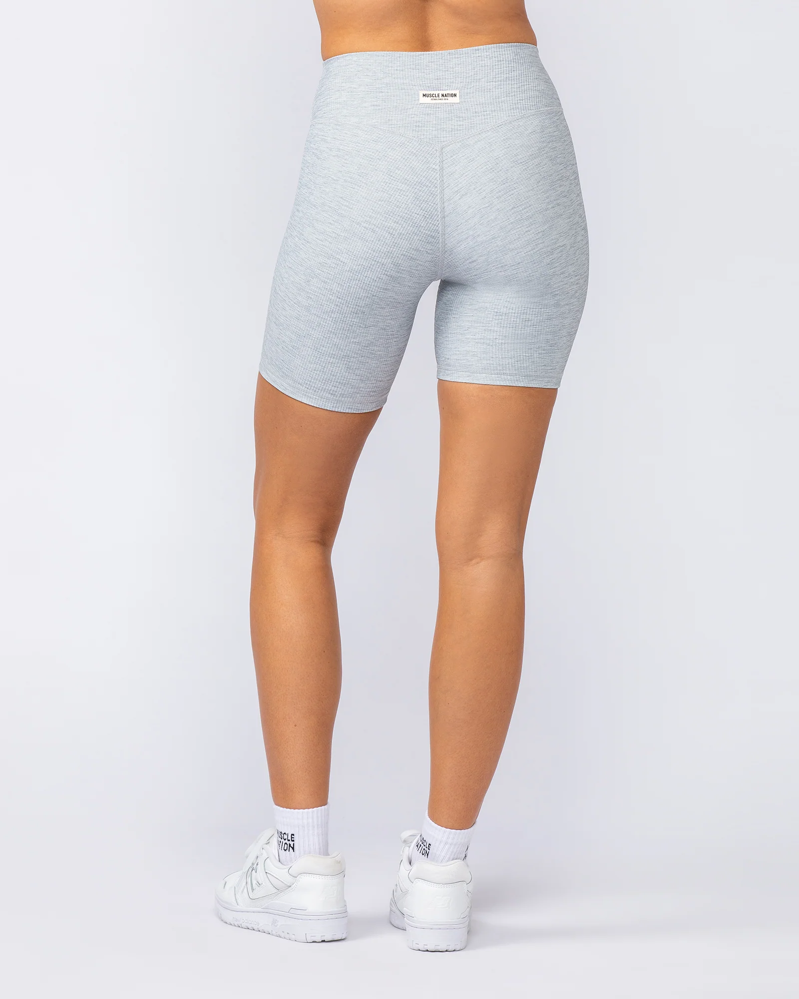 Zero Rise Rib Bike Shorts - Grey Marl - Image 5