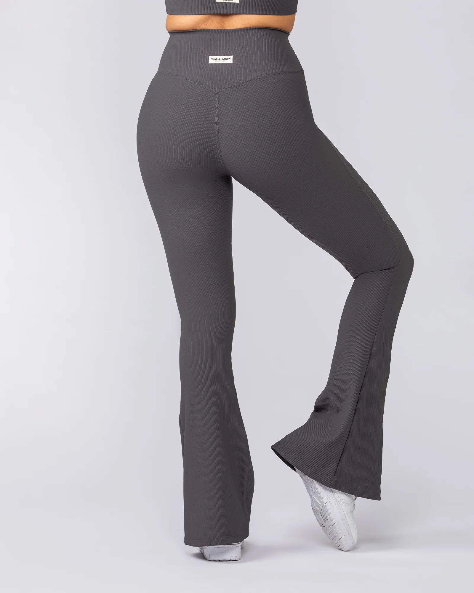 Zero Rise Rib Flare Leggings - Phantom - Image 4