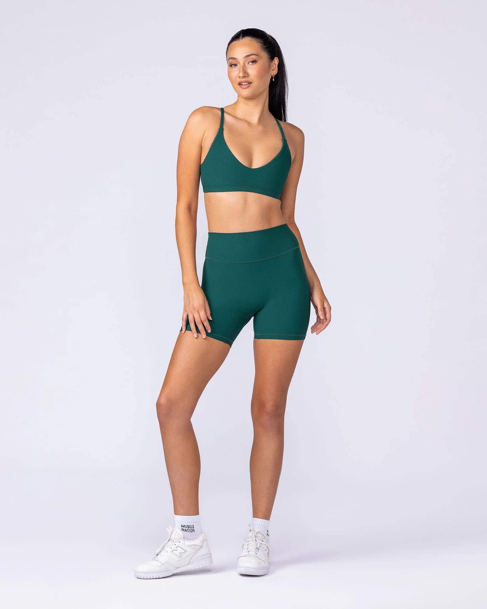 Zero Rise Rib Midway Shorts - Evergreen - Image 5